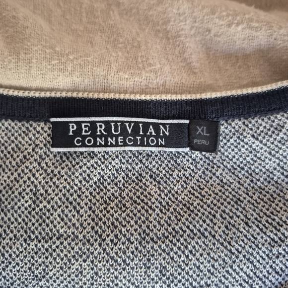 Peruvian Connection Size XL Knit Zip Catdigan Jacket Gray 100% Pima Cotton - Picture 8 of 8